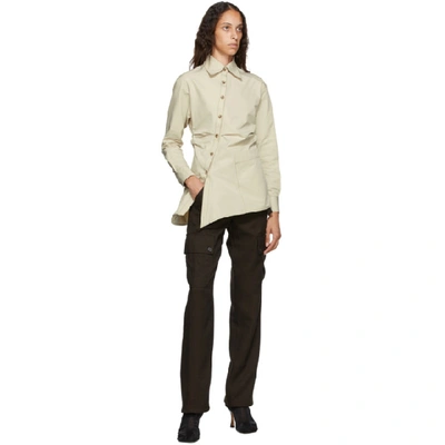 Shop Andersson Bell Beige Asymmetric Ryley Shirt In Ivory