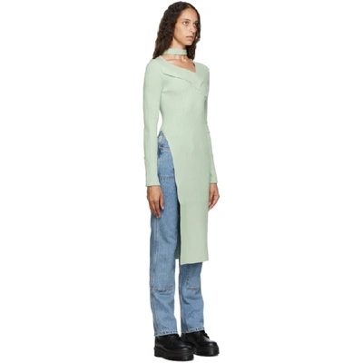 Shop Andersson Bell Ssense Exclusive Green Asymmetric Daisy Turtleneck In Pale Jade