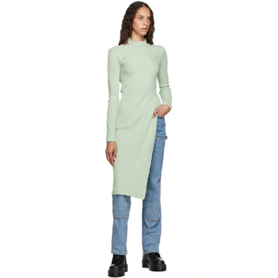 Shop Andersson Bell Ssense Exclusive Green Asymmetric Daisy Turtleneck In Pale Jade