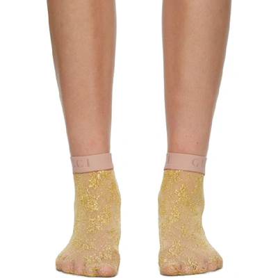 Shop Gucci Gold Mini Flirt Socks In 7000 Gold