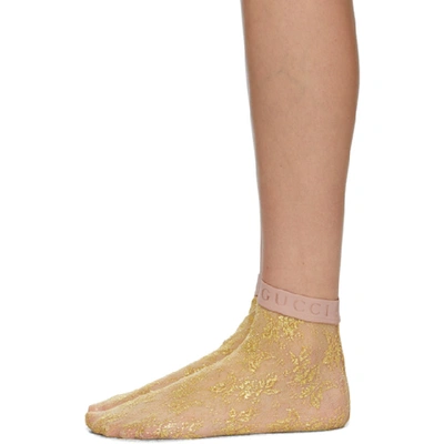 Shop Gucci Gold Mini Flirt Socks In 7000 Gold