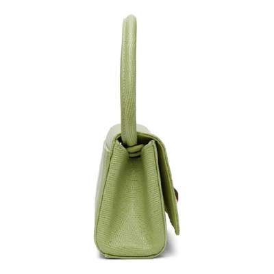 Shop Little Liffner Green Lizard Mini Baguette Bag In Pistachio