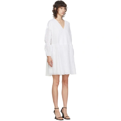 Shop Edit White Tiered Sleeve Peplum Dress In 000 Ivory