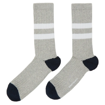 Shop Norse Projects Grey Cotton Bjarki Sport Socks In Lt Gry Mel