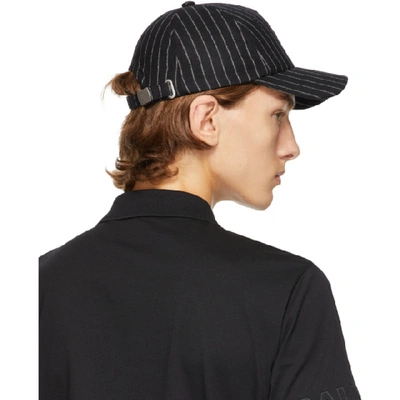 Shop Balmain Black Wool Striped Cap In Eab Noirbla