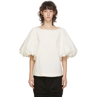 Shop Edit White Balloon Sleeve Top In 000 Ivory