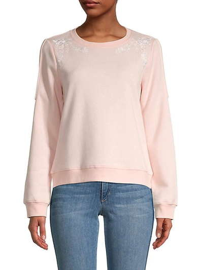 Shop Rebecca Minkoff Jenn Floral Embroidery Sweatshirt In Light Pink