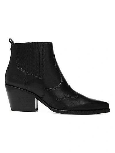 Shop Sam Edelman Winona Western Leather Ankle Boots In Black