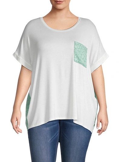 Shop Bobeau Women's Plus Mixed Media T-shirt In Mint Ditsy