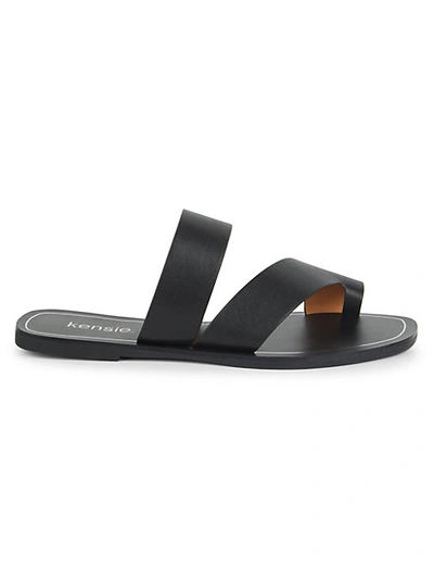 Shop Kensie Nica Toe-loop Flat Sandals In Black