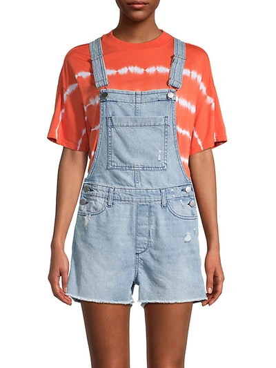 Shop Dl Abigail Ripped Denim Shortalls In Blue