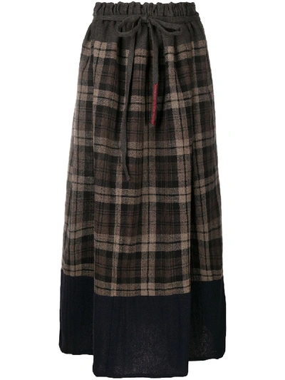 Shop Daniela Gregis Plaid Check Drawstring Skirt In Brown