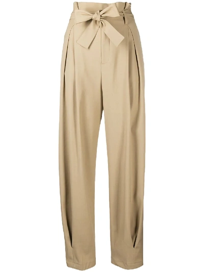 Shop Red Valentino Paperbag Tapered Trousers In Neutrals