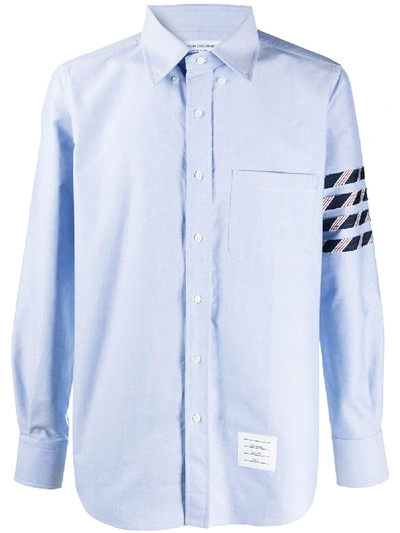 Shop Thom Browne Oxford 4-bar Buttoned Shirt In Blue