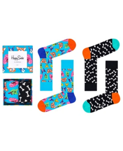 Shop Happy Socks Women's Dog Socks Gift Box, Pack Of 2 In Black