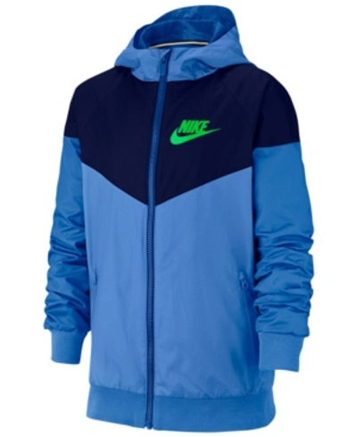 Shop Nike Big Boys Wind Runner Sportswear Jacket In Pacific Blue