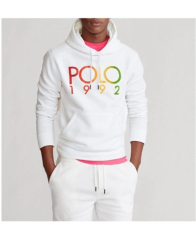 Shop Polo Ralph Lauren Men's Logo Fleece Hoodie In White