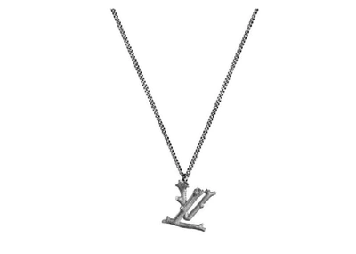 Pre-owned Lv Wood Necklace Aged Silver