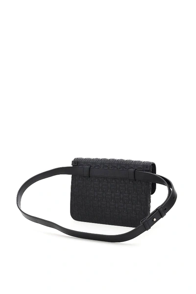 Shop Ferragamo Travel Gancini Leather Belt Bag In Black