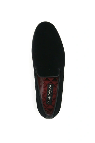 Shop Dolce & Gabbana Leonardo Velvet Loafers In Black