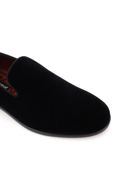 Shop Dolce & Gabbana Leonardo Velvet Loafers In Black