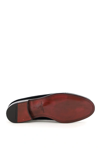 Shop Dolce & Gabbana Leonardo Velvet Loafers In Black