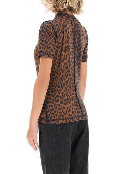 Shop Ganni Leopard T-shirt In Brown,black