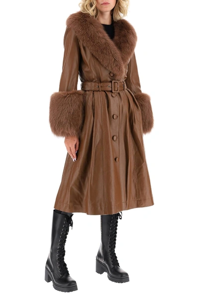 Shop Saks Potts Foxy Leather Coat In Brown