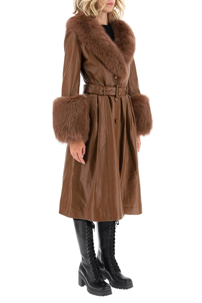 Shop Saks Potts Foxy Leather Coat In Brown