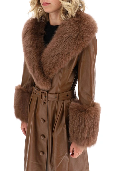 Shop Saks Potts Foxy Leather Coat In Brown