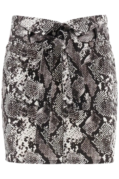 Attico Virgi Python-print Cotton Miniskirt In Black,white