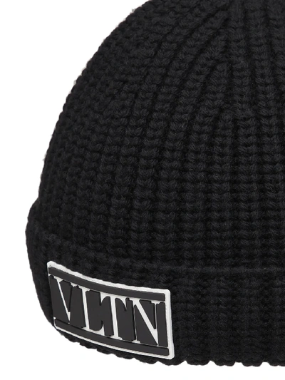 Shop Valentino Vltn Beanie Hat In Black