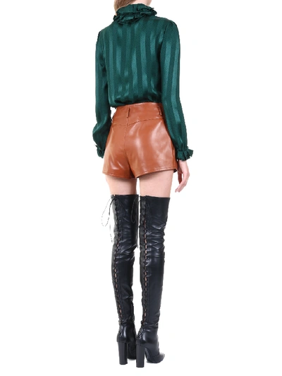 Shop Saint Laurent Leather Shorts In Brown