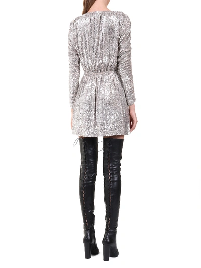 Shop Saint Laurent Sequins Dress In Silver