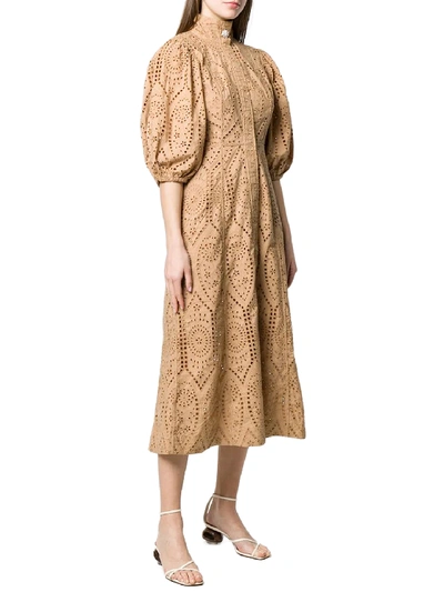 Shop Ganni Beige Cotton Dress