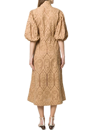 Shop Ganni Beige Cotton Dress