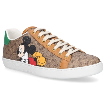 Shop Gucci Low-top Sneakers Ace Gg Disney X  In Beige
