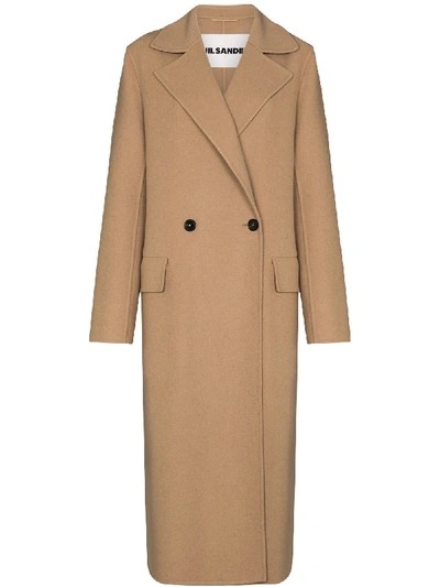 Shop Jil Sander Newman Double-breasted Coat In Brown