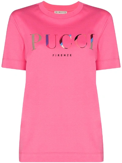 Shop Emilio Pucci Logo-print Short-sleeve T-shirt In Pink