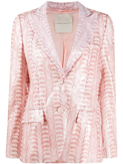 Shop Marco De Vincenzo Geometric Sequinned Blazer In Pink