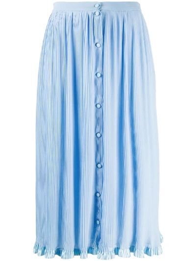 Shop Marco De Vincenzo Micro-pleat Midi Skirt In Blue