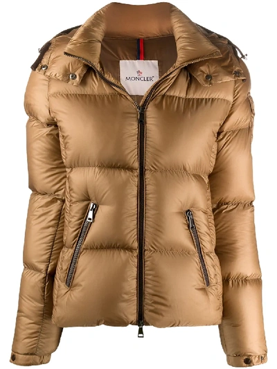 Shop Moncler Padded Down Jacket In Brown