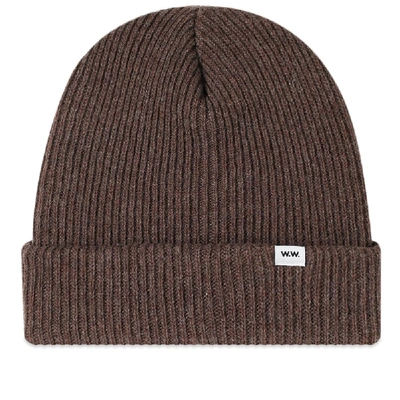 Shop Wood Wood Mande Beanie Hat In Brown