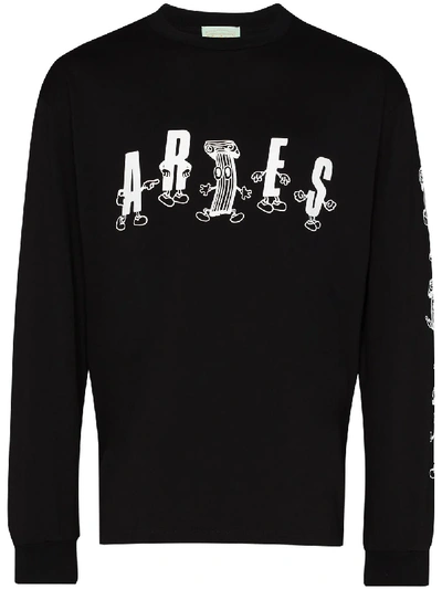 Shop Aries Cartoon Logo Print T-shirt In Black