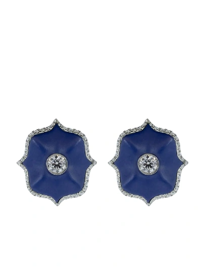 Shop Bayco Diamond Lotus Earrings In Metallic