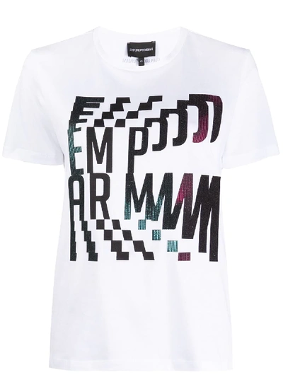 Emporio Armani Abstract Logo Print T-shirt In White