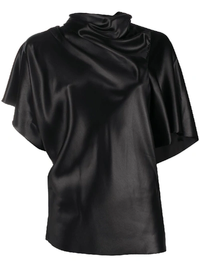 Shop Rick Owens Seb Asymmetric Drape Top In Black