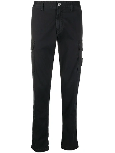 Shop Stone Island Slim-fit Cargo Trousers In Blue