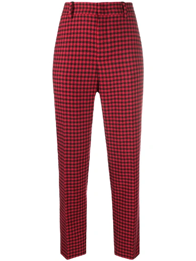 Shop Red Valentino Check-pattern Cropped Trousers In Red
