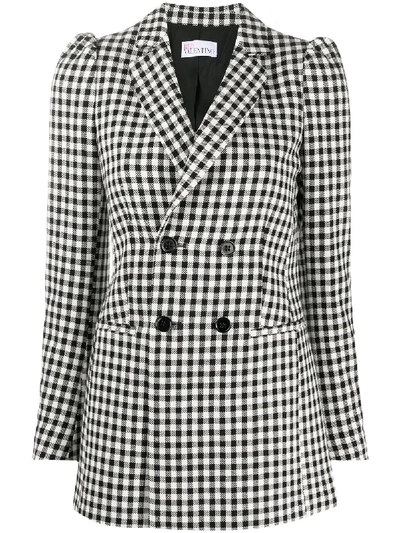 Shop Red Valentino Check-pattern Double-breasted Blazer In White